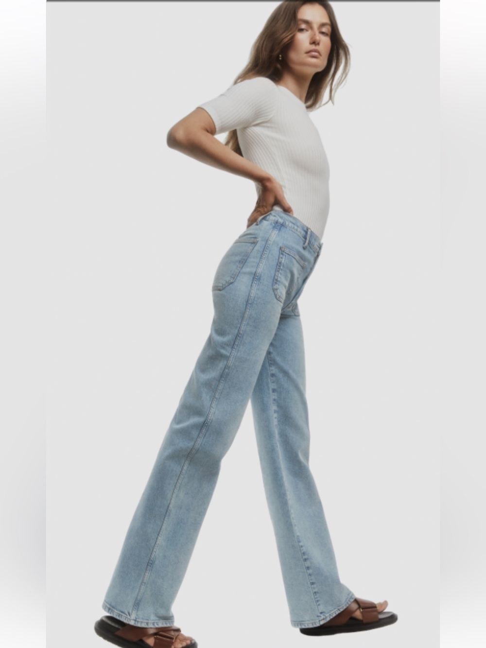 Reformation Jean Alyssa Stretch High Rise Wide Leg Jeans In Helena Size 29